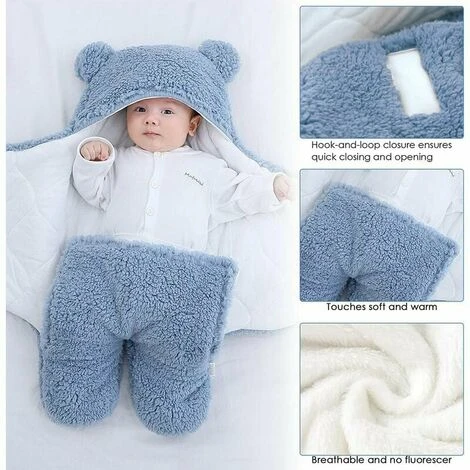 Neonato - Sacco Nanna - Coperta Con Cappuccio Coperta Invernale Calda - Pile Con Gambe - Per Passeggino 1-3 Mesi - immagine 4