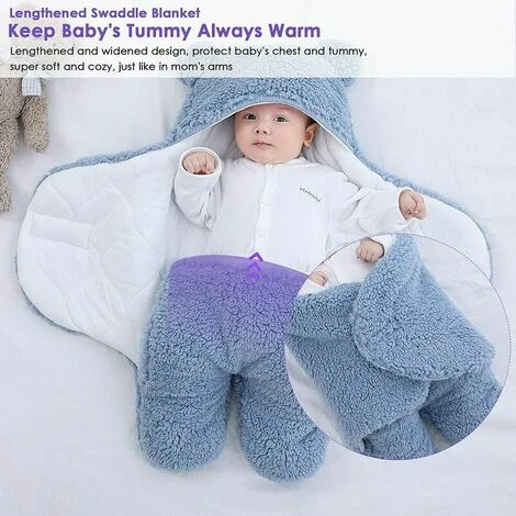 Neonato - Sacco Nanna - Coperta Con Cappuccio Coperta Invernale Calda - Pile Con Gambe - Per Passeggino 1-3 Mesi - immagine 5