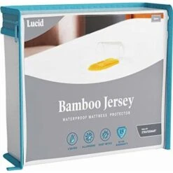 LUCID Coprimaterasso Di Premium Rayon Di Bambù Jersey – Ultra Morbido – Impermeabile – Matrimoniale, 160 X 200 Cm