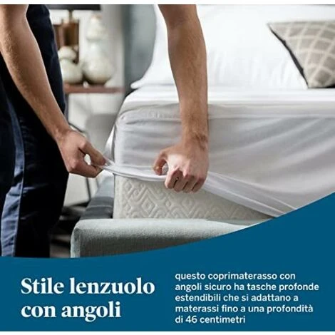 LUCID Coprimaterasso Di Premium Rayon Di Bambù Jersey – Ultra Morbido – Impermeabile – Matrimoniale, 160 X 200 Cm - immagine 2