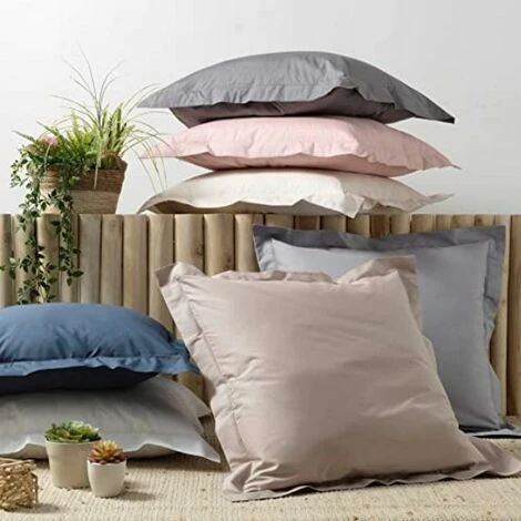 Douceur D'intérieur Federa Per Cuscino Volante Piatta, 50 X 70 Cm, In Percalle Tinta Unita, Colore: Bianco - immagine 2