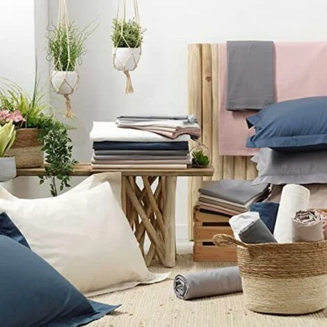 Douceur D'intérieur Federa Per Cuscino Volante Piatta, 50 X 70 Cm, In Percalle Tinta Unita, Colore: Bianco - immagine 4