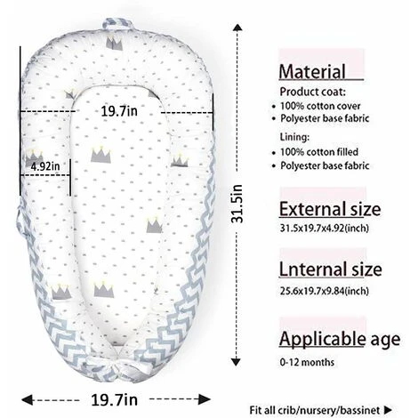 LITZEE Nido Multifunzionale Per Neonati E Neonati, Nido, Lettino Da Viaggio, 100% Cotone, Culla Neonato Bozzolo A Doppia Faccia, Copertura Anti-Allergia Per Culla Neonato - immagine 3