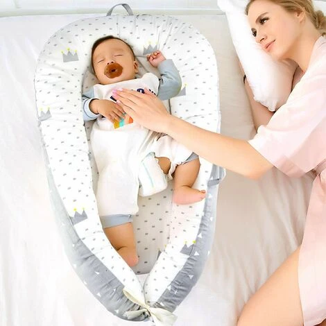 LITZEE Nido Multifunzionale Per Neonati E Neonati, Nido, Lettino Da Viaggio, 100% Cotone, Culla Neonato Bozzolo A Doppia Faccia, Copertura Anti-Allergia Per Culla Neonato - immagine 4
