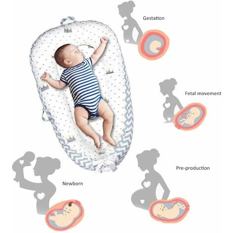LITZEE Nido Multifunzionale Per Neonati E Neonati, Nido, Lettino Da Viaggio, 100% Cotone, Culla Neonato Bozzolo A Doppia Faccia, Copertura Anti-Allergia Per Culla Neonato - immagine 5