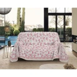 Telo Arredo Made In Italy In Cotone Grandfoulard Copritutto Copridivano Copriletto-Teli Sofà Arredatutto-Drappeggio-Arazzo-Copridivano Grand Foulard Letto Singolo - Marina Rosso