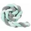 2 M Paracolpi Per Lettino Cuscino Serpente Treccia Paracolpi Velluto Protezione Bambino Recinto In Tessuto Anticollisione (bianco + Grigio + Verde)