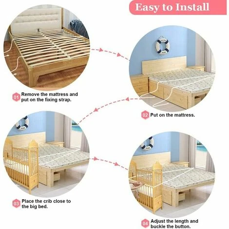 Cinturino Per Culla, Attacco Per Lettino, Attacco Per Lettino, Cinturino Per Lettino, Cinturino Per Letto A Molle. - immagine 3