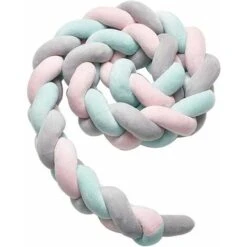 Cuscino Paracolpi Per Culla A Treccia Di Serpente Morbido Paracolpi Per Divano Intrecciato Per Neonati Protezione Culla - Lunghezza 3M Decorazione Culla (Grigio+Rosa+Verde), Kueatily