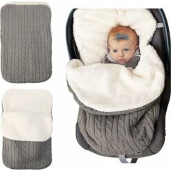 Sacco A Pelo Per Bambini In Maglia Calda E Lana Di Velluto (grigio), Kueatily