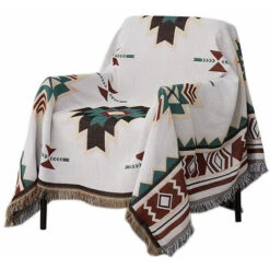 Coperta Per Divano Jacquard Vintage, Asciugamano Per Divano, Copridivano In Maglia Geometrica A Copertura Completa, Protettore Per Cani Decorazioni Per La Casa Per Animali Domestici,Bianca,130 160 Cm