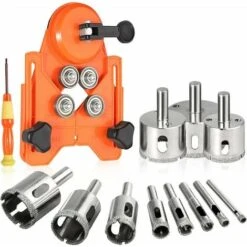 Sega A Tazza Per Piastrelle A Campana Diamantata Trova Foro Regolabile Con 11 Punte Da Trapano Rivestite Diamantate + 1 Guida Per Sega A Tazza Con Cacciavite Con Base A Ventosa Per Vetro Ceramico